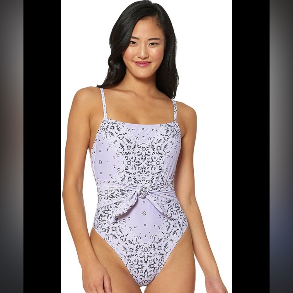 Jessica Simpson Printed Tie-waist One-piece Swimsuit Lavender Bikini Size Medium